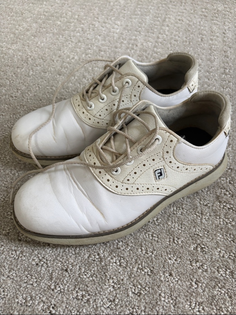FootJoy White and Beige Kids Sneakers